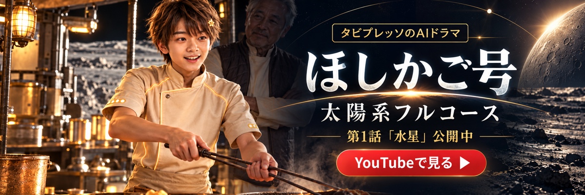 タビプレッソのAIドラマ ほしかご号 太陽系フルコース 第1話「水星」公開中